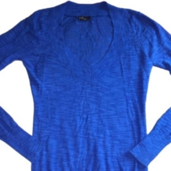 Express Sweaters - EXPRESS Royal Sapphire Blue Long Sleeve Knit V Neck Sweater Top Womens Size XS